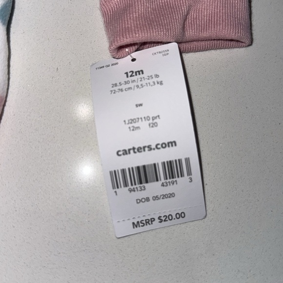 Carters Baby Fleece Onesie Pajamas Feet Zip Up 12M NWT - Picture 2 of 3